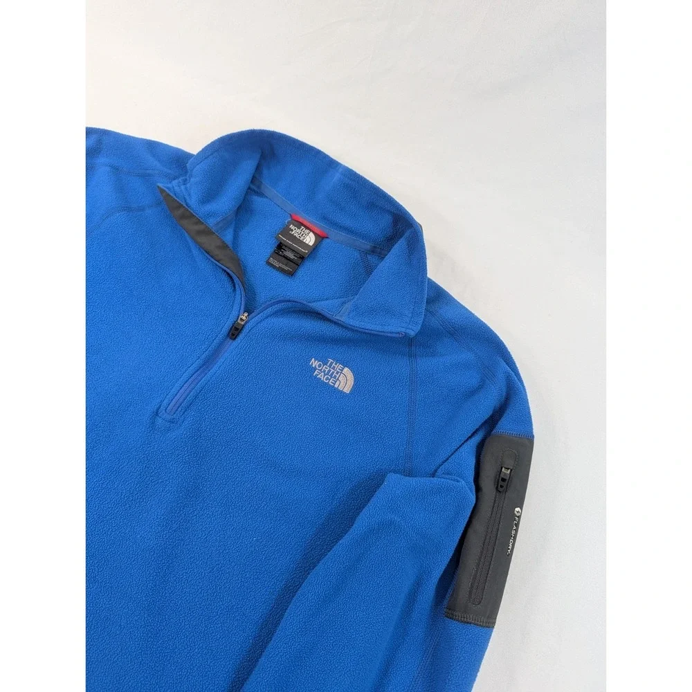 The North Face Flashdry Sweater L 1/4 Zip Fleece Pullover Royal Blue Excellent